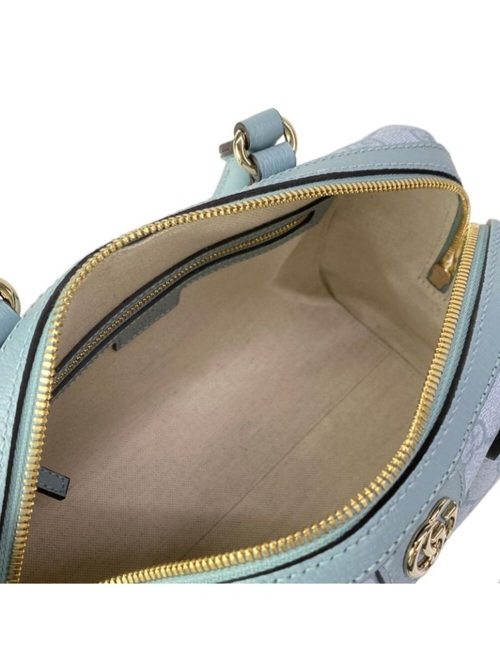 ★SOLD★ Gucci Handbag GG Supreme Ophidia Light Blue Mini Boston Leather - Picture 7 of 15